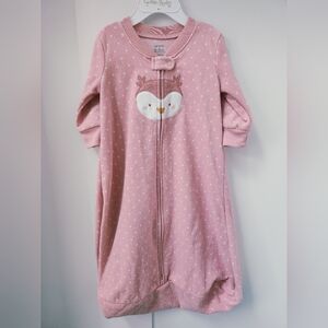 Carter's Pink Polka Dot Fleece Baby Zip Sleeper 6-9 Months
